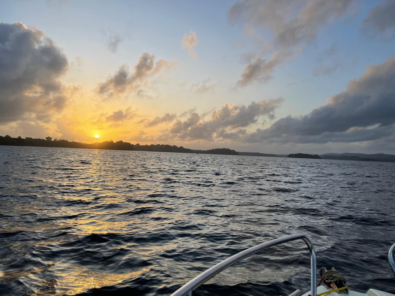 Koggala Pontoon Sunset on Koggala Lake next to villa - Ko Lake Villa boutique lakefront accommodation on Koggala Lake Sri Lanka: Koggala Lake pontoo ride